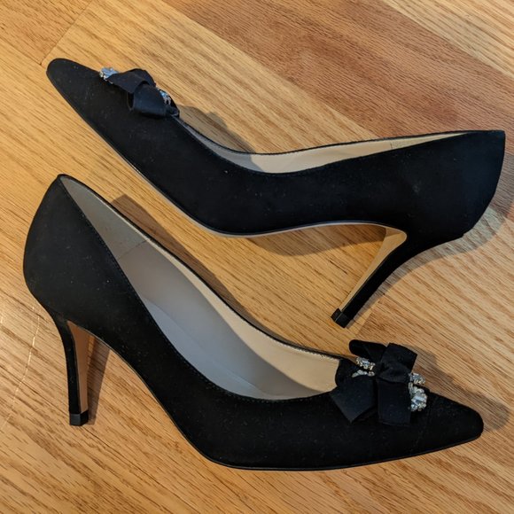 L. K. Bennett Suede Pumps with Crystal Embellishments - Picture 3 of 3